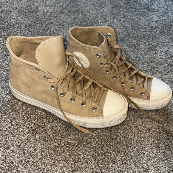 Women’s Converse Chuck Taylor All Star Size 10 Platform High Top Sneakers khaki - Picture 2 of 7